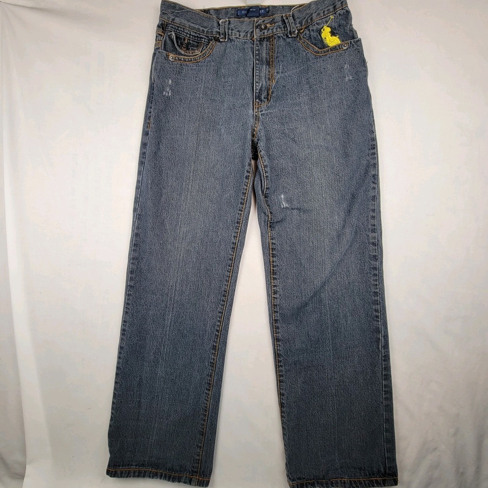 Ralph Lauren Jeans Vintage Rare Pony Pockets Distress Wide Leg Baggy Mens 34